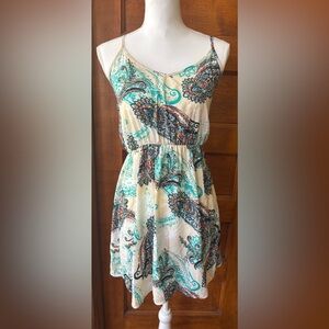 Pink Owl Cream and Teal Paisley Dress